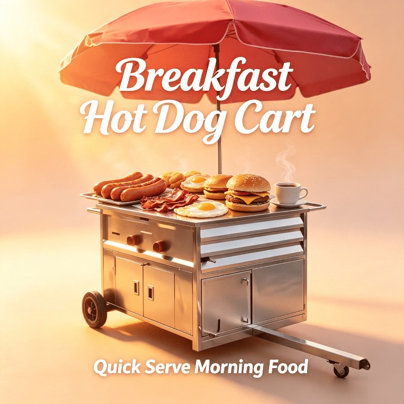 Hot Dog Vending Cart - Kompakt Mobil Atıştırmalık Yiyecek Arabası Tekerlekli
