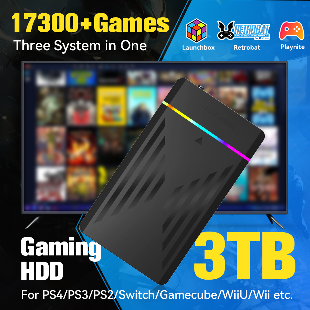 Arcade X - 3 TB Taşınabilir Oyun HDD LaunchBox/Retrobat/Playnite